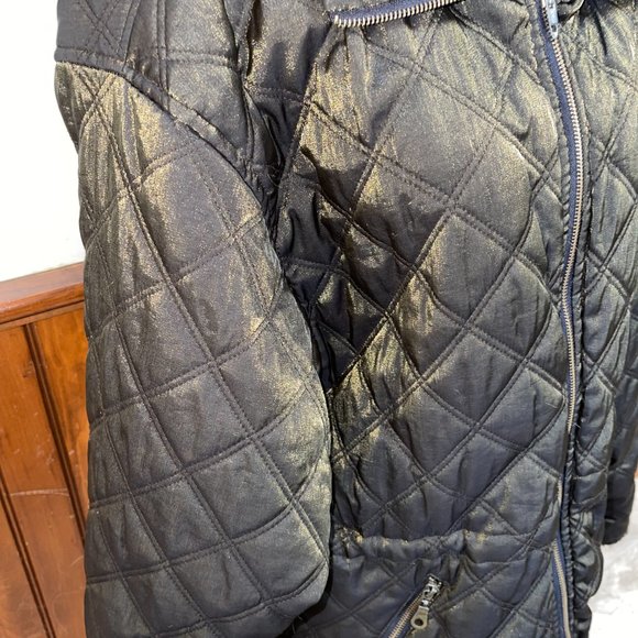 Women's Metropolitan New York 10001 Quilted Brown Metallic Coat Faux Fur‎ M - Picture 3 of 7